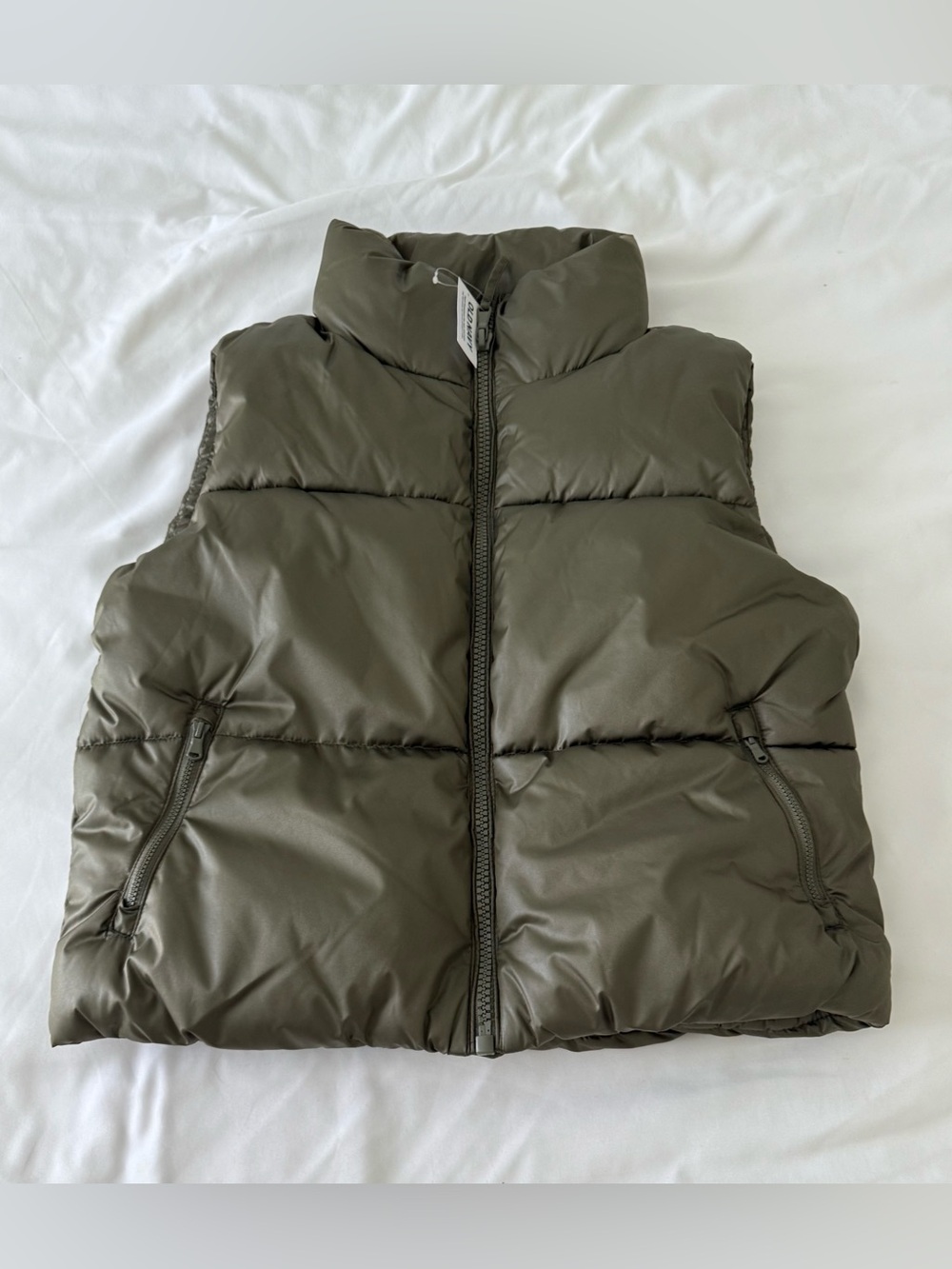 Quilted Puffer Vest in Olive Green